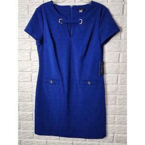 Tommy Hilfiger Cobalt Blue Sheath Dress Short Sleeve Career Work NWT Women's 12
